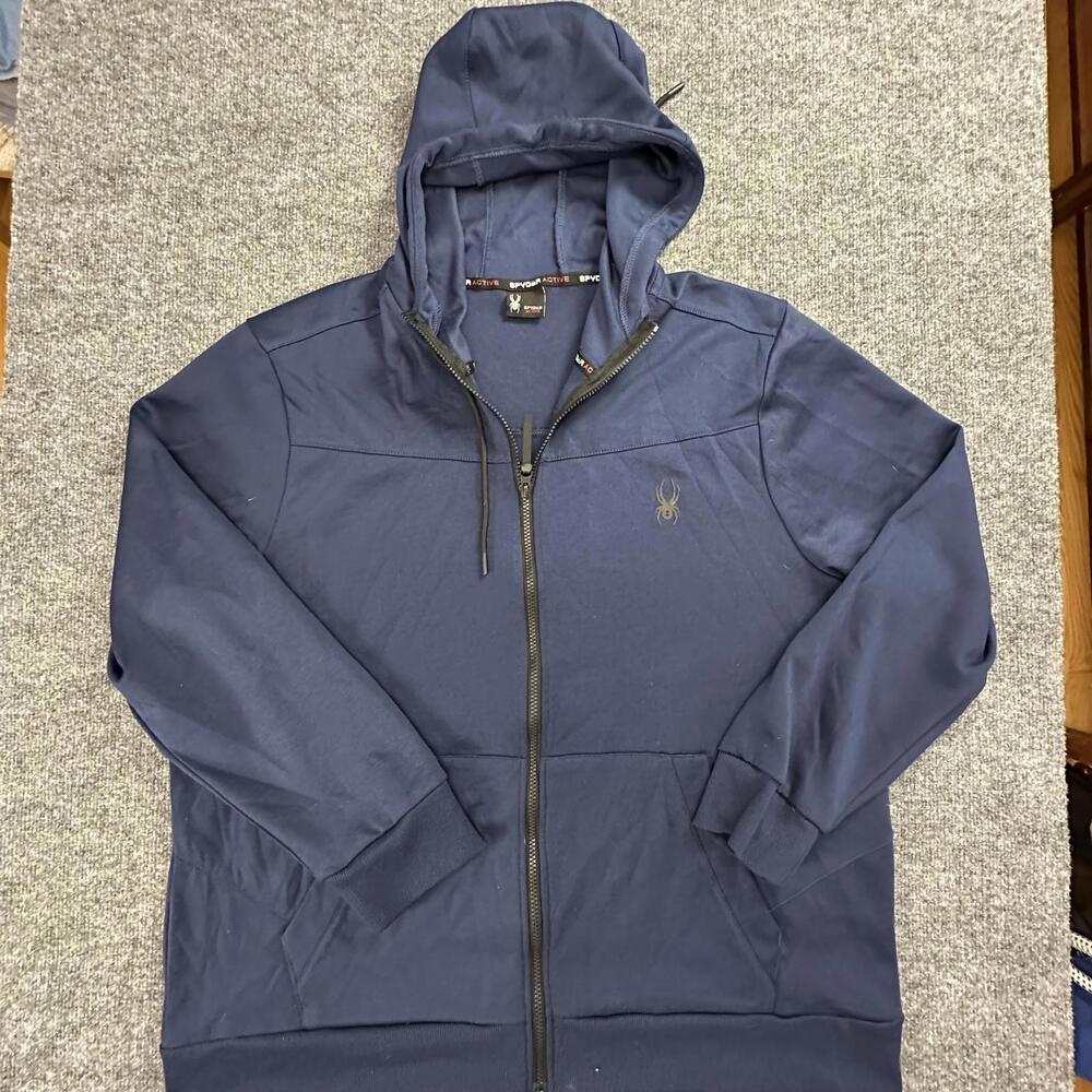 Spyder Active Mens Navy Blue‎ ProWeb Full-Zip Hoodie Sweatshirt XXL SPM886U